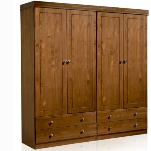 Armario Spacewood de 4 puertas con acabado natural y marrón