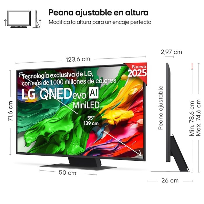 TV QNED evo MiniLED AI 139cm (55") LG 55QNED86A6A, 4K Smart TV - Imagen 2