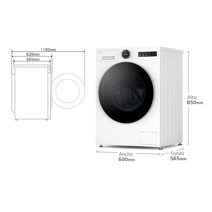 Lavadora LG, Inteligente, AI Direct Drive, TurboWash 360º, 11kg / 1.400rpm, Serie 700 - F4X7011TWS - Imagen 3