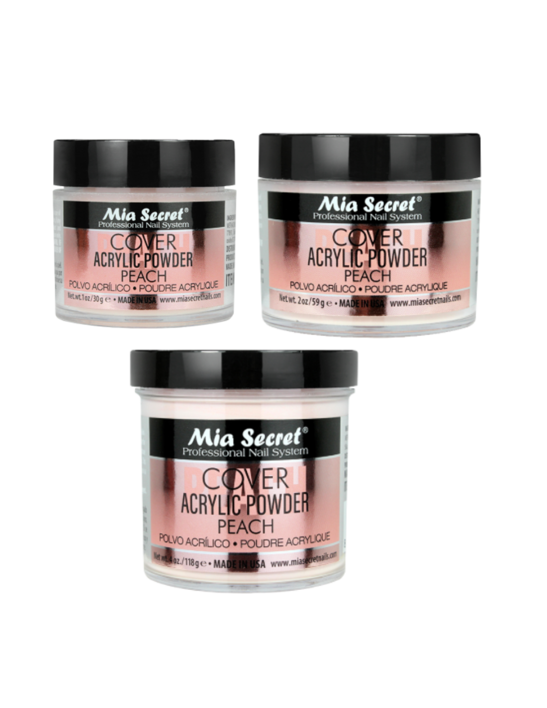 Polvo acrílico Cover Up Peach para decoración de uñas (40 g)