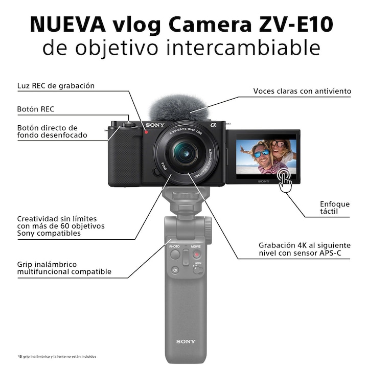 Sony Alpha ZV-E10L. Cámara vlog mirrorless APS-C con objetivo 16-50 mm f/3.5-5.6 Power Zoom (pantalla abatible, 4K, enfoque automático en tiempo real) - Imagen 3